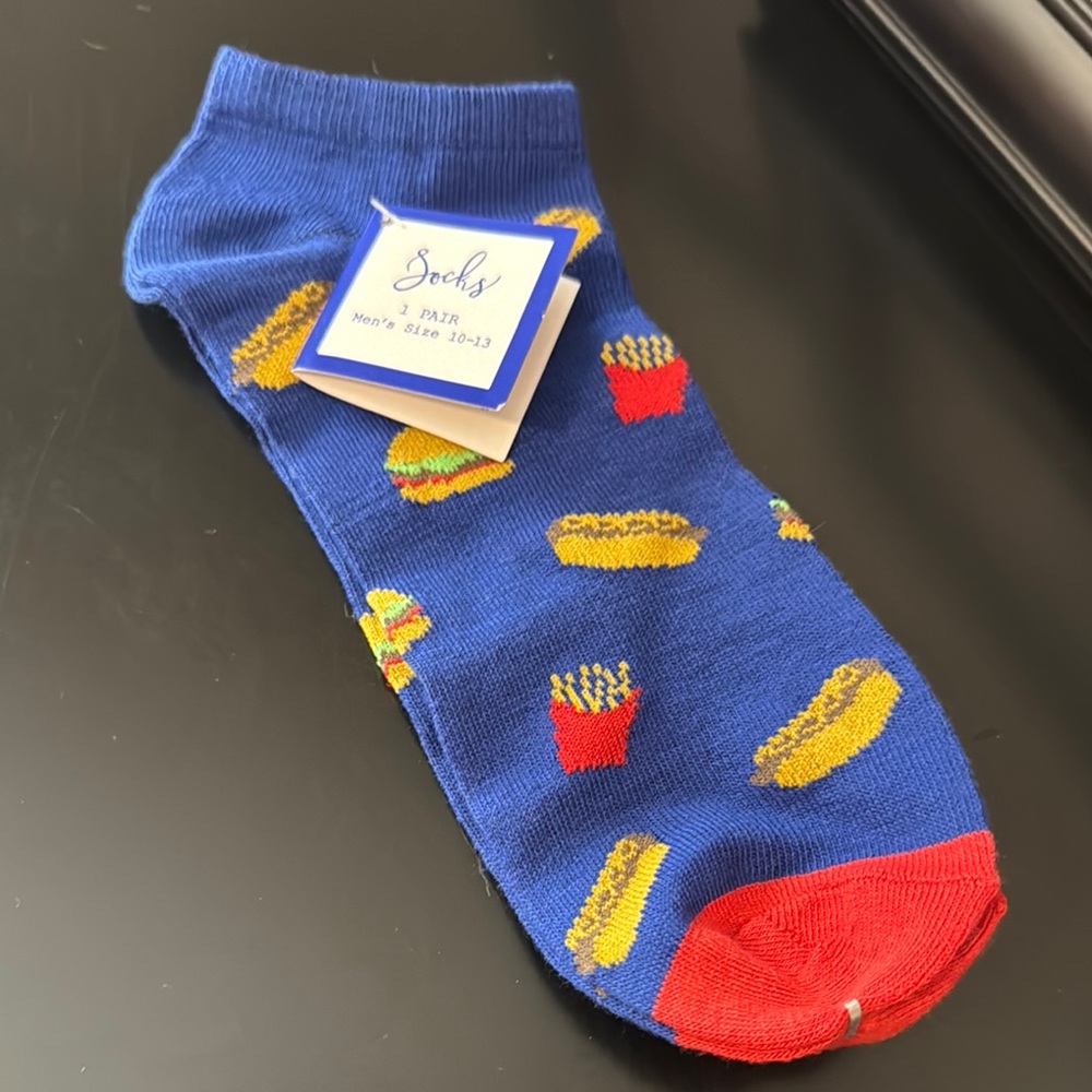 Blue Food Patterned Men's Socks